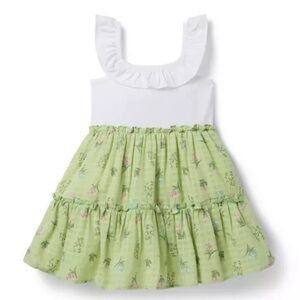 Janie and Jack green fields Floral Ruffle Dress